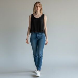 Vintage ZOLA Silk Beaded Scallop Hem Tank – XL – Party / Y2K Formal